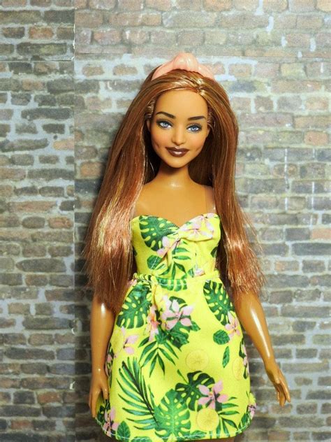 Barbie Fashionistas Curvy 126 Doll Repaint Reroot Ooak Custom Repainted Dressed Free Usa Shipping