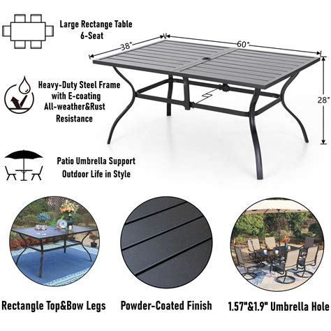 Mf Studio 7 Piece Outdoor Patio Dining Set Modern Steel Furniture With