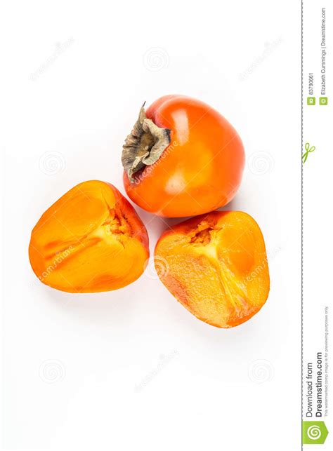One Whole One Cut Persimmon Stock Image Image Of Nutritious Sweet