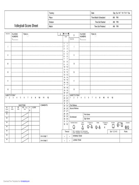 Volleyball Score Sheet 7 Free Templates In Pdf Word