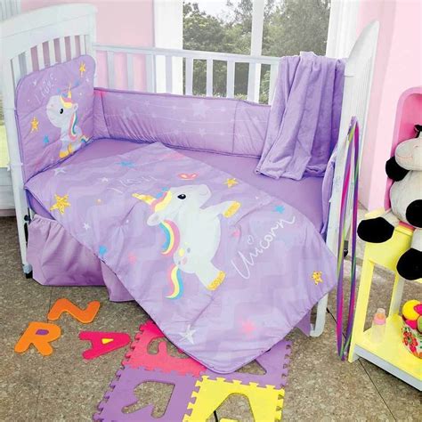 Unicorn Baby Girls Crib Bedding Set Nursery 6 Pcs For Baby Shower T