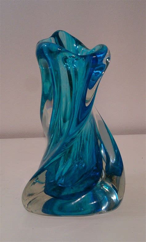 Twisted Murano Vase Hand Blown Glass Art Art Glass Vase Mid Century Art Glass