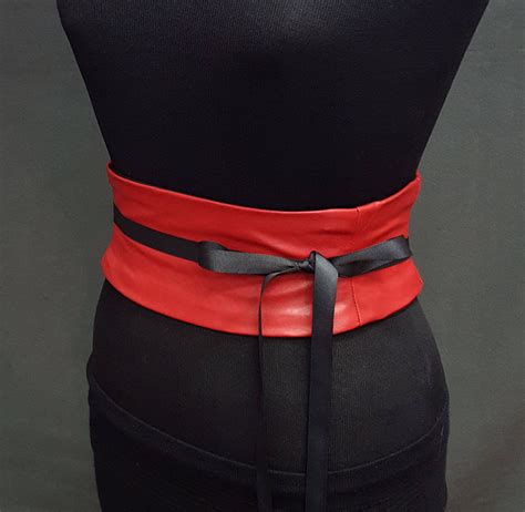 Faux Leather Corset Belt Red Waist Cincher Reversible Belt Etsy