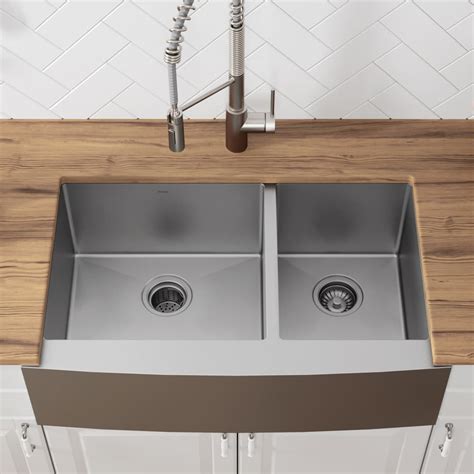 Kraus Khf20333 33 Inch Farmhouse 6040 Double Bowl Kitchen Sink With 16