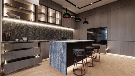Premium Photo 3d Rendering Modern Luxury Kitchen Interior Design