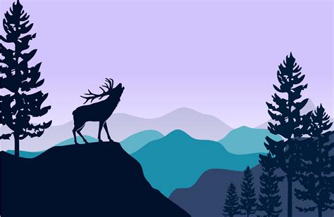 Silhouette Of Deer And Pine Trees 1213492 Vector Art At Vecteezy