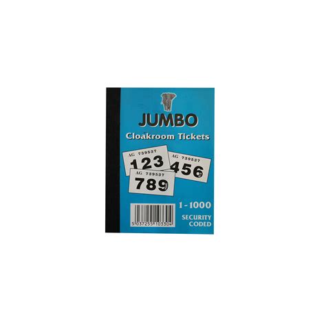 1000 numbered raffle Cloakroom tickets I Jumbo raffle ticket