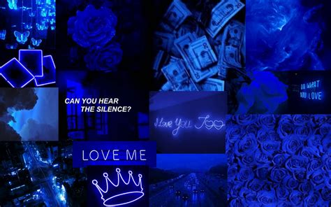 Neon Blue Boujee Aesthetic Wall Collage Kit Digital Download Cute Blue