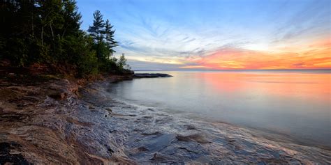 Michigan Nut Photography Panoramic Five Mile Point Sunset Lake Superior