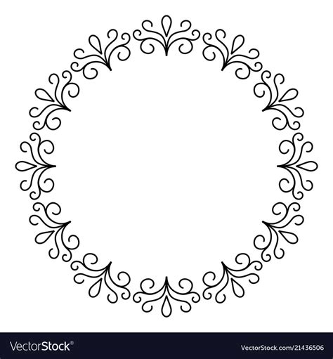 Outline Decorative Circle Frame Design Monochrome Vector Image