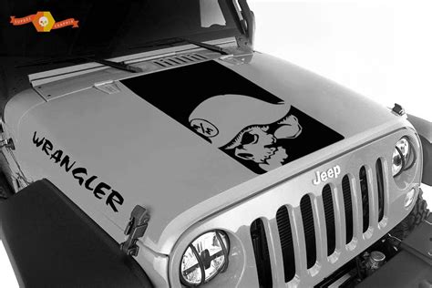 Jeep Wrangler Blackout Metal Mulisha Head 3 Pc Set Vinyl Hood Decals Jk