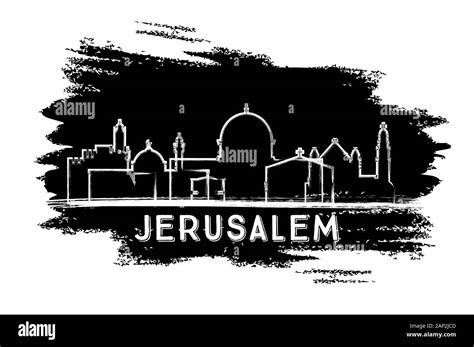 Jerusalem Israel City Skyline Silhouette Hand Drawn Sketch Vector