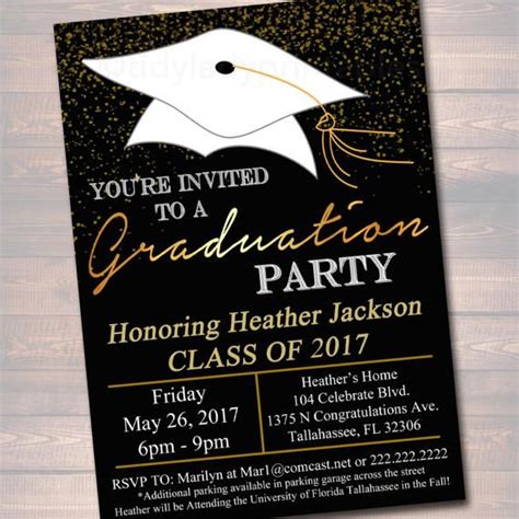 Editable Graduation Party Invitation High School Graduation Invitation