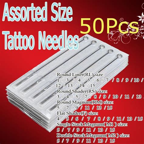 50x Pre Made Sterilized Tattoo Gun Needles Assorted Tattoo Kits Supply