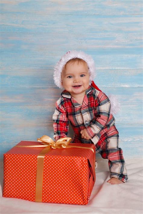 Christmas Baby In Santa Hat Stock Photo Image Of December Child