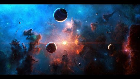 Space Planet Nebula Stars Space Art Moon Hd