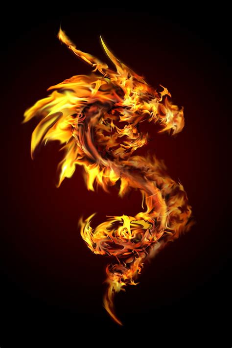 Fire Dragon Symbol Flaming Dragon Hd Phone Wallpaper Pxfuel