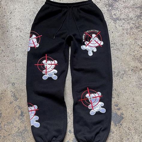 Named Collective Womens Black And Red Joggers Tracksuits Depop