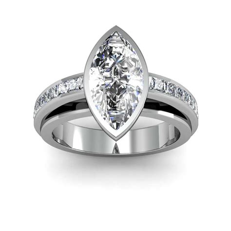 A channel set diamond ring is the perfect choice to seal your most meaningful promise. 1.9ct. Marquise cut Natural Diamond Bezel Channel Set ...