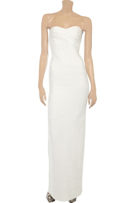 Lyst Hervé Léger Strapless Bandage Gown In White