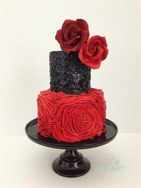 Red And Black Sequins Cake Red Cake Cake Halloween Wedding Cakes