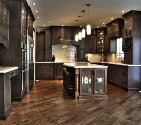 Black Kitchen Cabinets With Dark Wood Floors Things In The Kitchen