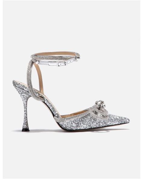 Mach And Mach Double Bow Glitter Heels In White Lyst
