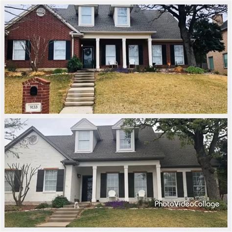 Stylistically, this paint can transform even the most flat and boring drywall. Our Limewash before and after | Brick exterior house ...