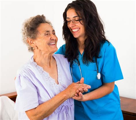 Nurses Caring For Elderly Patients Happy Nurses Keeping Good Mood In