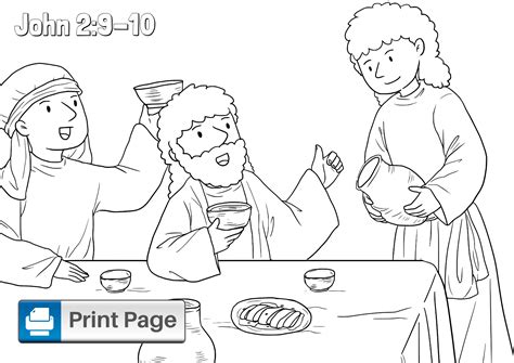 Jesus Turns Water Into Wine Coloring Pages For Kids Connectus