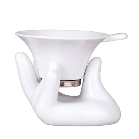 White Porcelain Tea Strainer Buddha Hand Esgreen Enjoy Slow Green