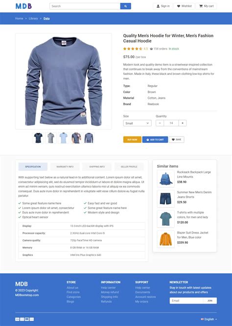 Bootstrap Ecommerce Product Details Free Templates