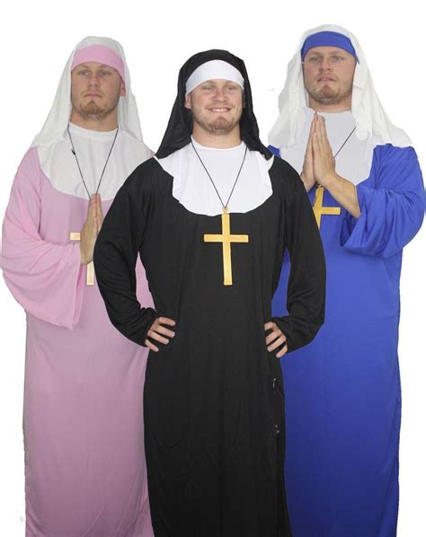 Kleidung Accessoires Fashion Blue Pink Black Male Nun Fancy Dress Nuns On The Run Babe Act
