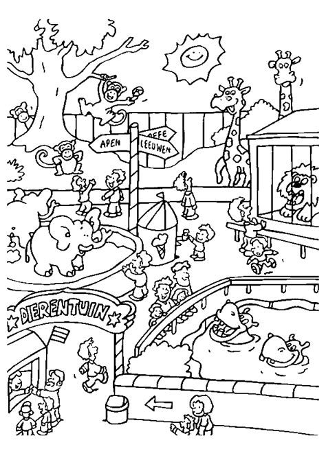 Visiting The Zoo Coloring Pages Zoo Coloring Pages Páginas Para