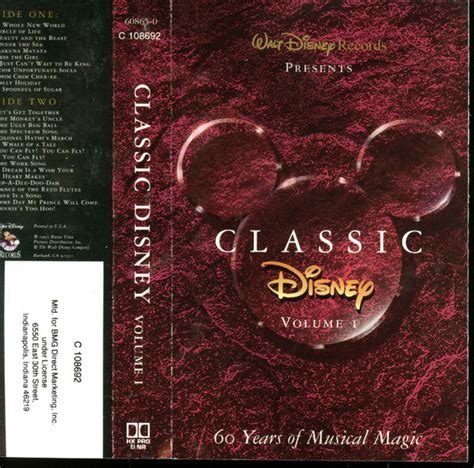 Classic Disney Volume I 60 Years Of Musical Magic 1995 Cassette