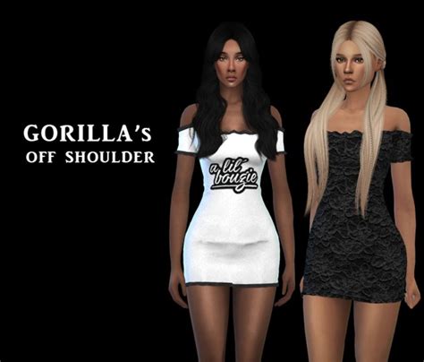 Leo 4 Sims Gorilla S Off Shoulder Dress Recolored Sims 4 Downloads