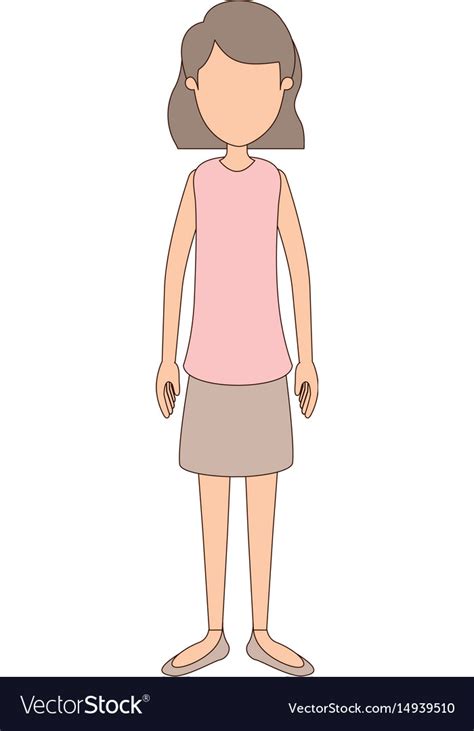 Light Color Caricature Faceless Full Body Woman Vector Image