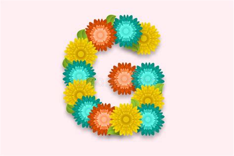 Letter G Abstract Flower Letter On Isolated Bright Background