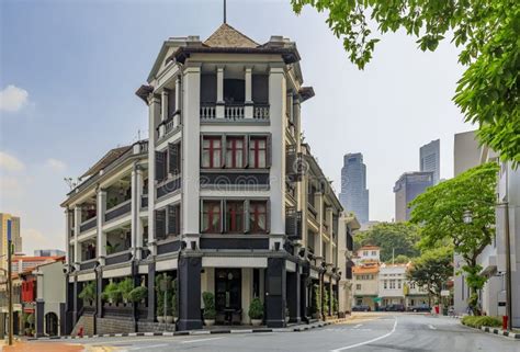 Famous Club Street In Singapore Chinatown With Colorful Colonial Shop