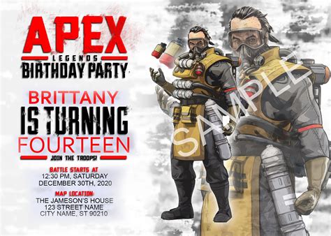Customizable Apex Legends Theme Birthday Party Card Invitation Etsy