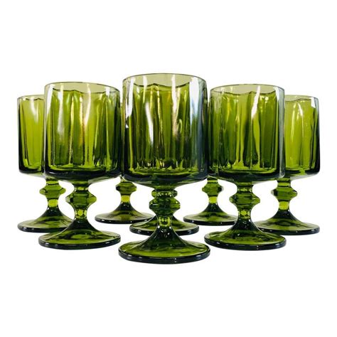 wine glasses and goblets green glass green glassware vintage green glass