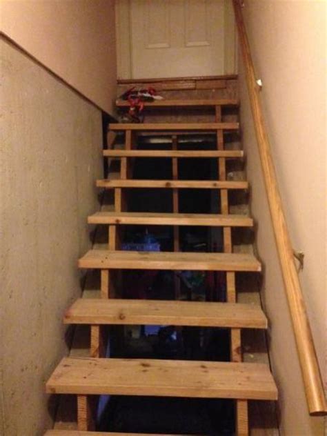 Even more so if you choose to use a simple basement stair handrail that can be seen through. How to finish these basement stairs... - DoItYourself.com ...