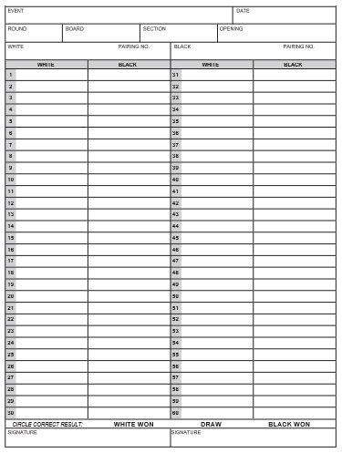 List of educational chess games. Printable Chess Score Sheets - Download free in PDF