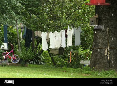 Clothes Drying In The Wind On A Clothes Line Hi Res Stock Photography