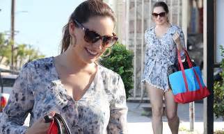 Kelly Brook Sports Multi Print Playsuit As She Enjoys Another Day Out