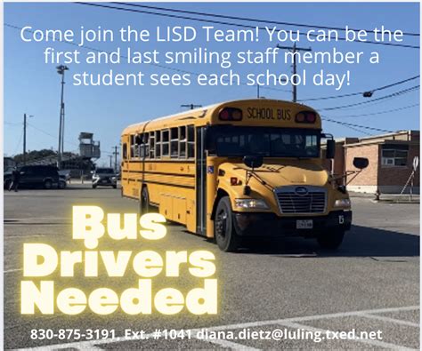 Bus Drivers Needed Leonard Shanklin Elementary School