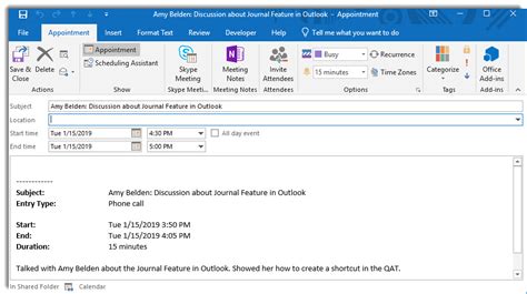 Outlook Journal Feature Office Bytes