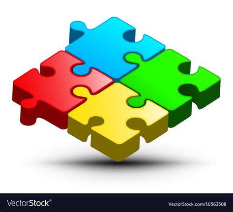 Puzzle Logo Design Colorful Jigsaw 3d Abst Vector Image