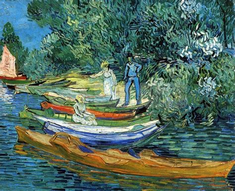 Boats On The Banks Of The Oise By Vincent Van Gogh Famous Painting