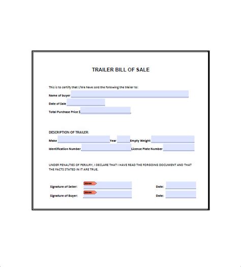 How To Write A Bill Of Sale For A Trailer Bill Of Sale